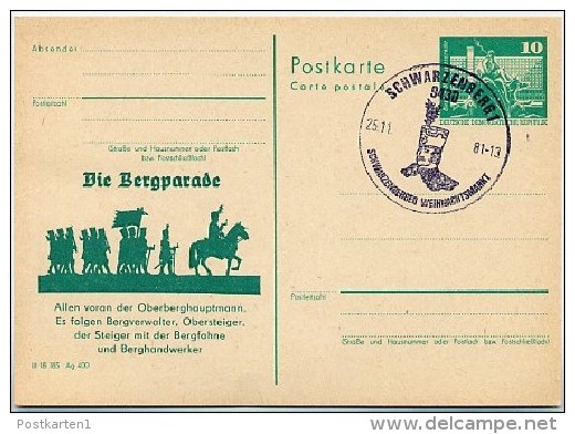 DDR P79-44-81 C175 Postkarte PRIVATER ZUDRUCK Bergparade Schwarzenberg Sost. 1981 - Private Postcards - Used