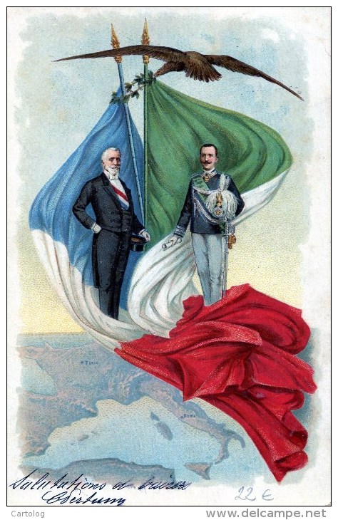 Re Vittorio Emanuele III Con Il Presidente Emile Loubet - Familles Royales