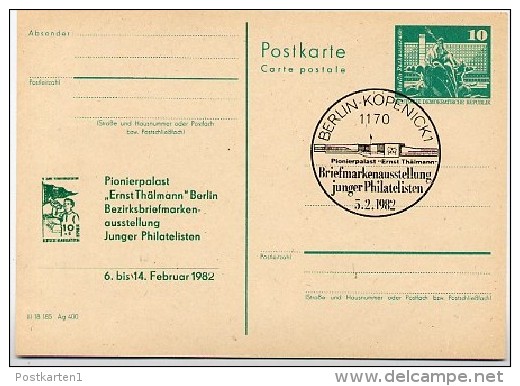 DDR P79-2-82 C179 Postkarte PRIVATER ZUDRUCK Pionierpalast Berlin 1982 - Cartes Postales Privées - Oblitérées