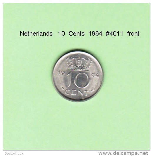 NETHERLANDS    10  CENTS  1964  (KM # 182) - 1948-1980 : Juliana