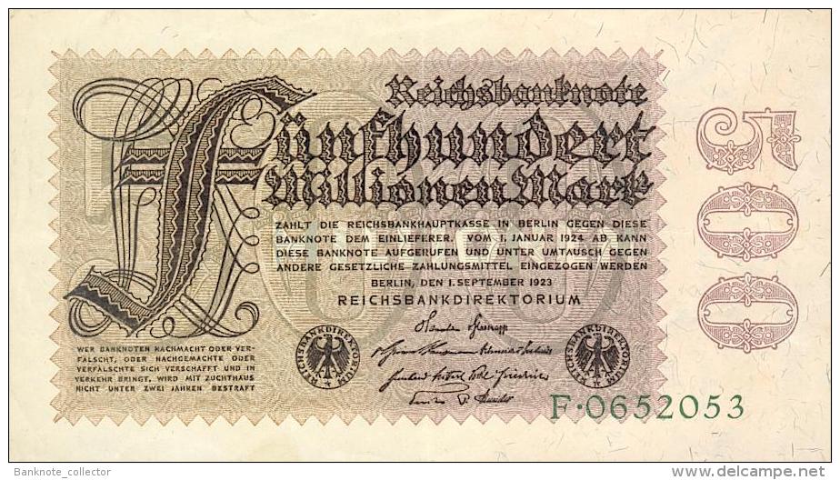 Deutschland, Germany - 500 Mio. Mark, Reichsbanknote, Ro. 109 A,  ( Serie F ) XF - VF ( II- ), 1923 ! - 500 Mio. Mark