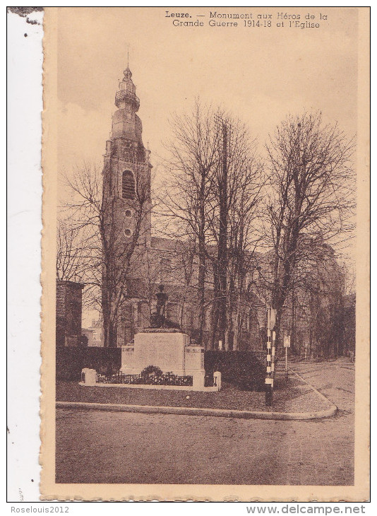 LEUZE : Monument Aux Héros De La Grande Guerre 1914-18 Et L'église - Leuze-en-Hainaut