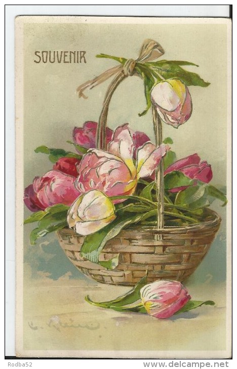 CPA Illustrée - Catharina Klein Panier De Roses  -- Fleurs - Klein, Catharina