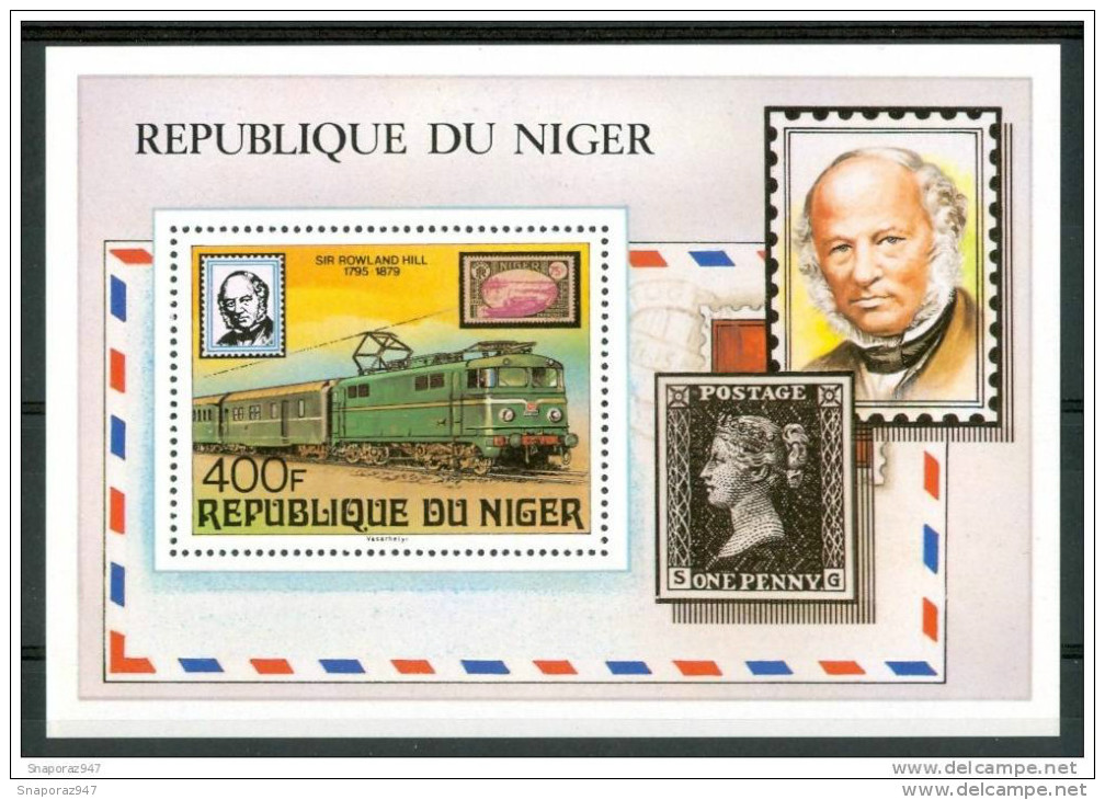 1979 Niger Rowland Hill Treni Railways Trains Personaggi Characters Caracteres Block MNH** F12- - Trains