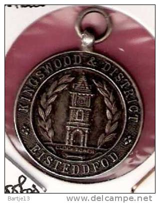 GREAT BRITAIN OLD SILVER MEDAL KINGSWOOD & DISTRICT EISTEDDFOD - CLOCK TOWER - Obj. 'Souvenir De'