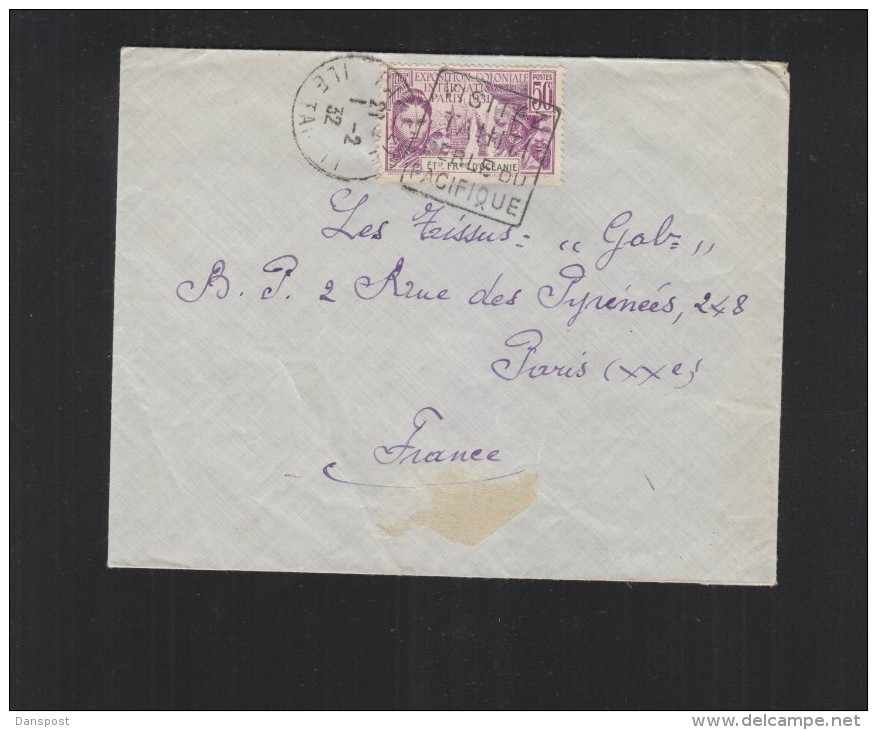 Lettre Tahiti 1932 - Storia Postale