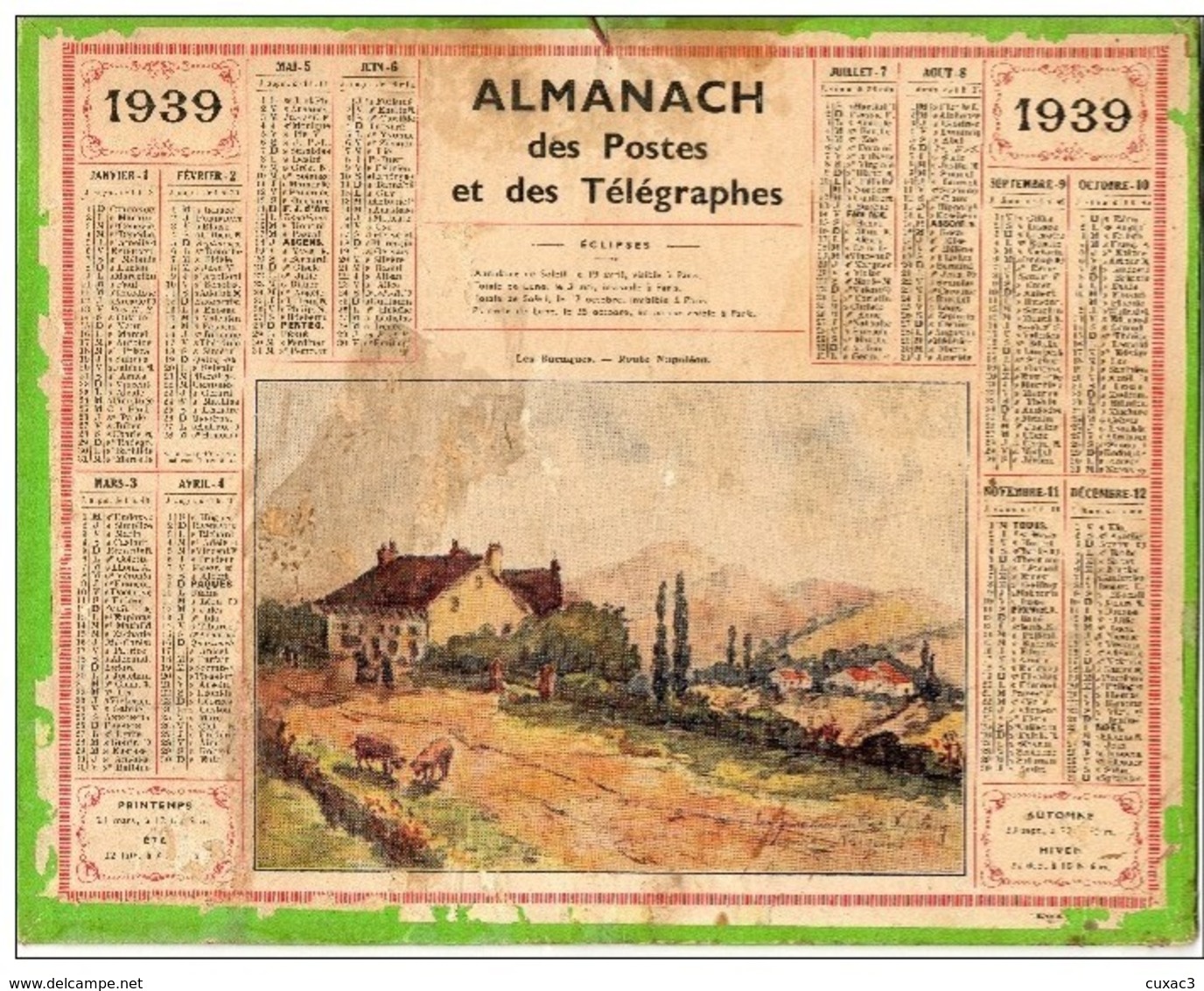 Almanach Des Postes Et Télégraphes 1939  Les Baraques Route De Napoléon -- Département Aude - Grand Format : 1921-40