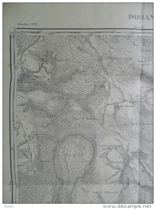 1 GRANDE CARTE D ETAT-MAJOR DOHAN-SUR-SEMOIS Bouillon Année1890 NOIREFONTAINE AUBY LES-HAYONS BLANC-SART S302 - Cartes Topographiques