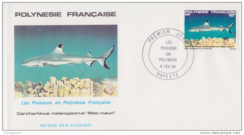 POLYNÉSIE FRANÇAISE  1ER JOUR 9-2-1983 Poissons - Lettres & Documents