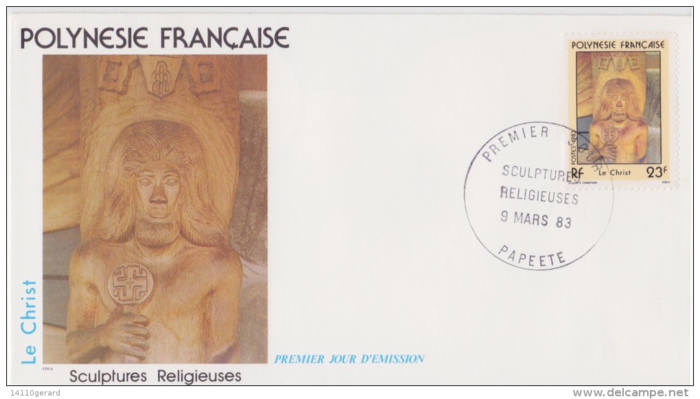 POLYNÉSIE FRANÇAISE  1ER JOUR 9-3-1983 Sculptures Religieuses - Covers & Documents