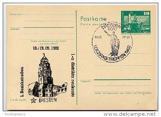 DDR P79-33-82 C203 Postkarte PRIVATER ZUDRUCK Rathaus Dresden Sost. 1982 - Private Postcards - Used