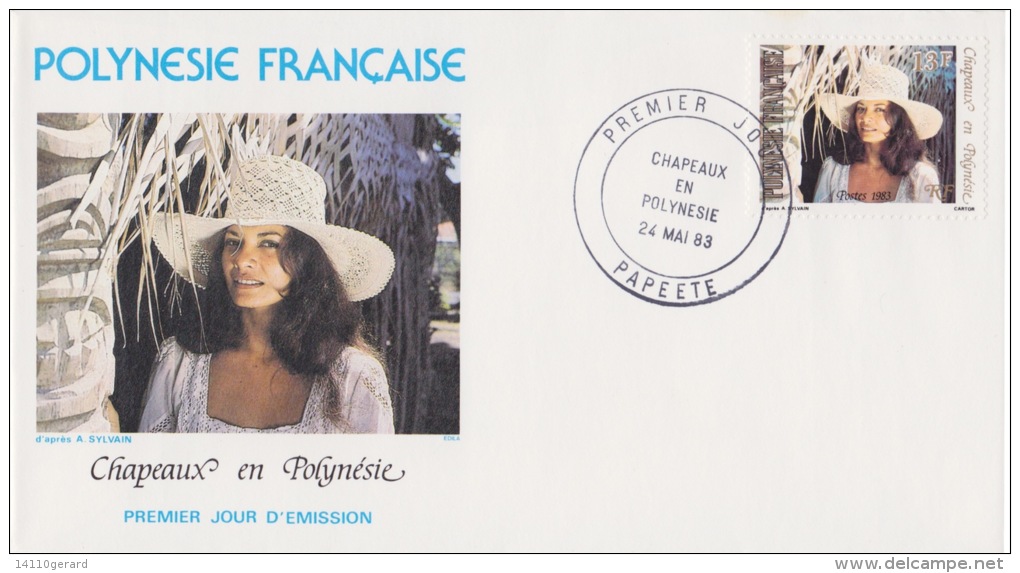 POLYNÉSIE FRANÇAISE  1ER JOUR Chapeau En Polynésie 24 Mai 1983 - Covers & Documents