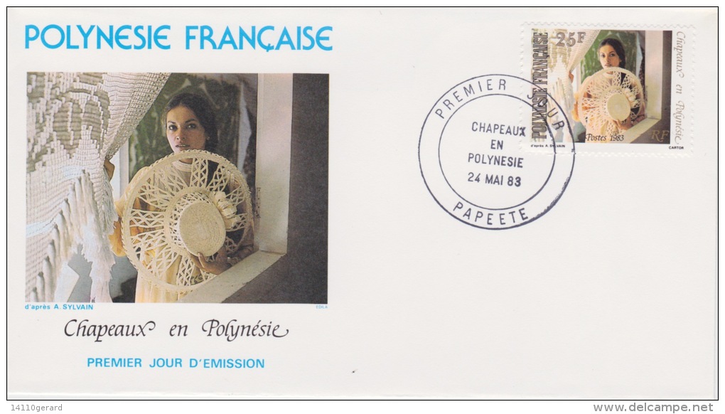 POLYNÉSIE FRANÇAISE  1ER JOUR Chapeau En Polynésie 24 Mai 1983 - Lettres & Documents