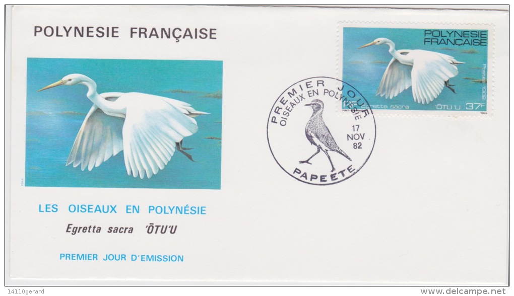 POLYNÉSIE FRANÇAISE  1ER JOUR Oiseaux De Polynésie  17 Nov 1982 - Brieven En Documenten