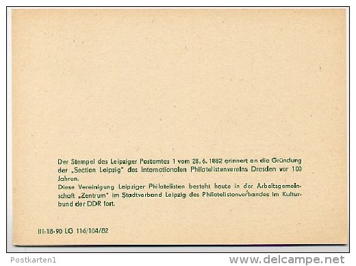 DDR P79-37-82 C207 Postkarte PRIVATER ZUDRUCK 100 J. Philatelie Leipzig Sost. 1982 - Cartes Postales Privées - Oblitérées