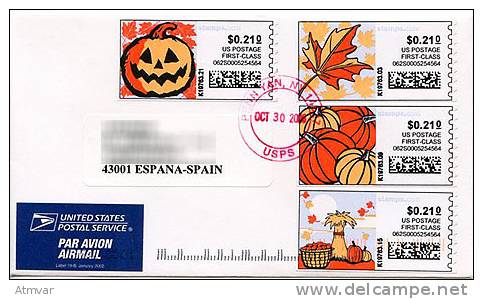 1370C. USA (2006) - AUTUMN - Stamps.com - Pumpkin, Halloween, Died Leaf, Courge, Feuille Seche, Calabaza - Gemüse
