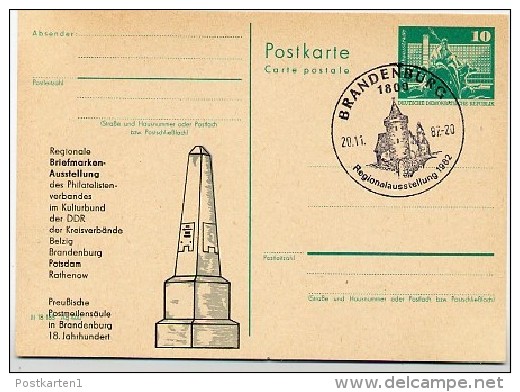 DDR P79-41-82 C209 Postkarte PRIVATER ZUDRUCK Postmeilensäule Brandenburg Sost. 1982 - Privé Postkaarten - Gebruikt