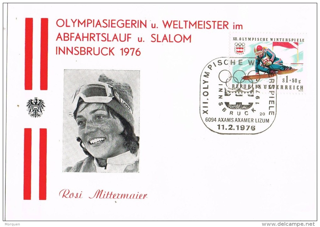 7505. Tarjeta Ski Olimpiada Innsbruck 1976. Rosi Mittermaier - Invierno 1976: Innsbruck