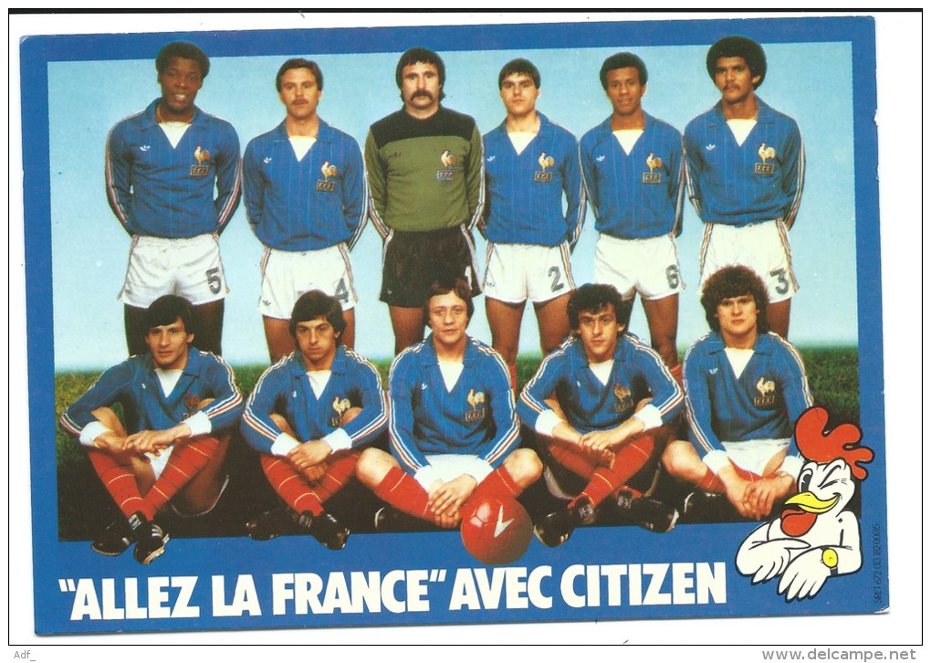 @ CP EQUIPE DE FRANCE DE FOOT FOOTBALL, LES BLEUS, COUPE MONDE 1982, PUB MONTRE MONTRES CITIZEN - Sportifs