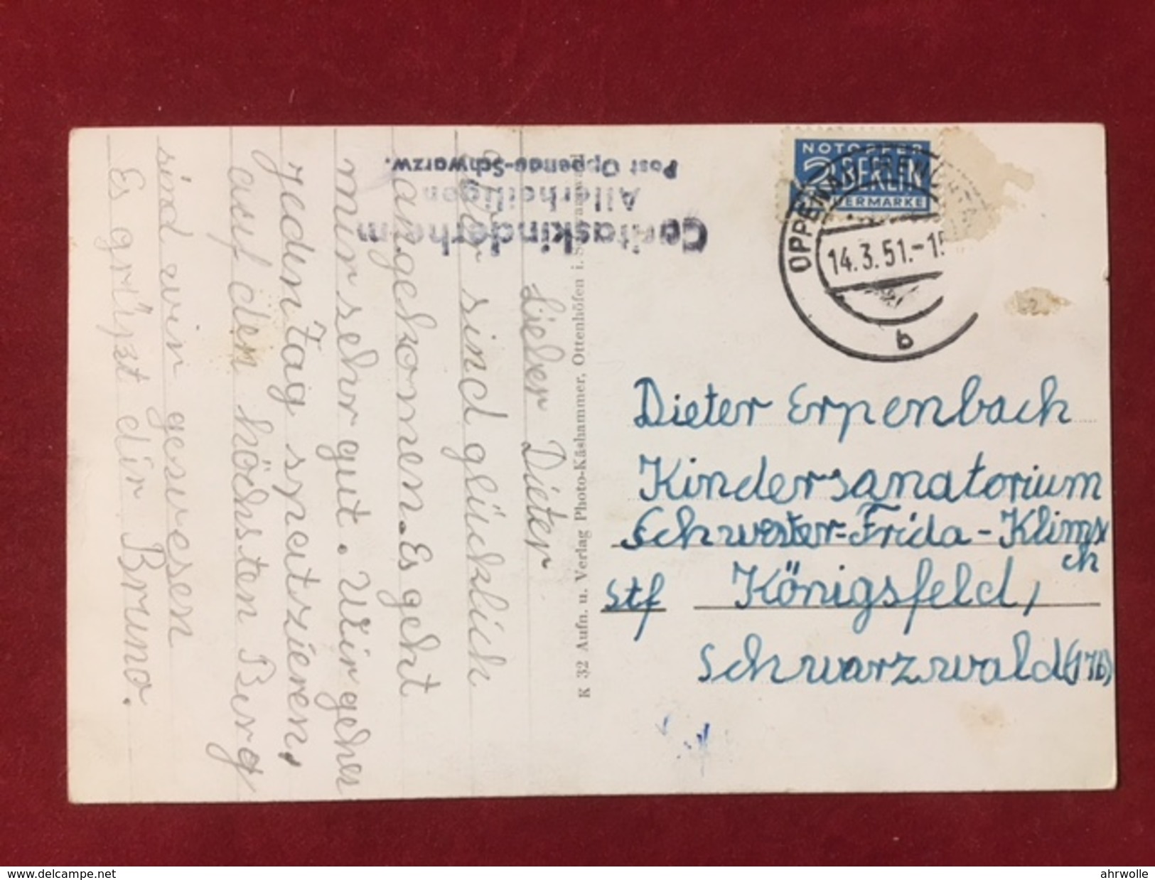 AK Oppenau Schwarzwald Caritaskinderheim Allerheiligen 1951 - Oppenau