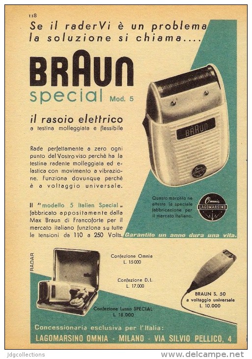 # RASIERER BRAUN 1950s Advert Pubblicità Publicitè Reklame Razor Rasoio Rasoir Rasuradora Electric Shaver - Scheermesjes