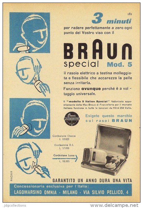 # RASIERER BRAUN 1950s Advert Pubblicità Publicitè Reklame Razor Rasoio Rasoir Rasuradora Electric Shaver - Hojas De Afeitar