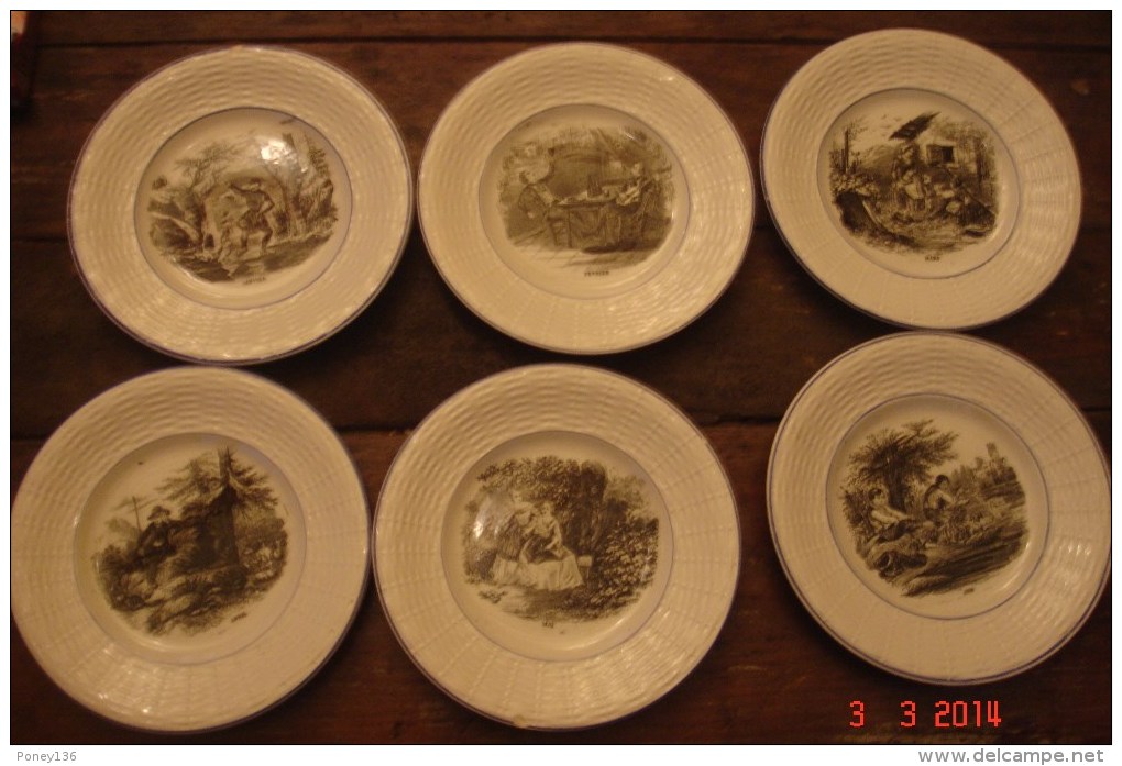 12 Assiettes Sarreguemines "les Mois De L'année".1 ébréchure Sur Janvier  Et Mai ,dia:18,2cms - Sarreguemines (FRA)