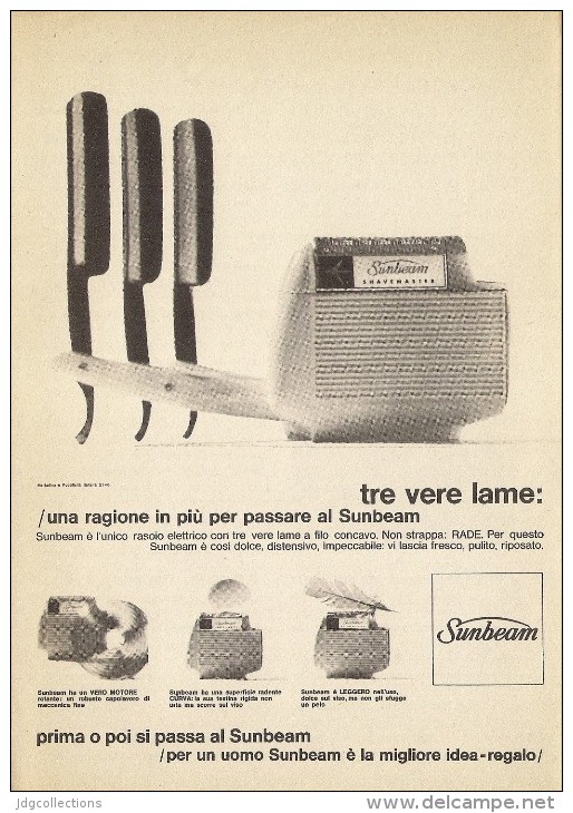 # ELECTRIC SHAVER SUNBEAM 1950s Advert Pubblicità Publicitè Reklame Razor Rasoio Rasoir Rasuradora - Lames De Rasoir