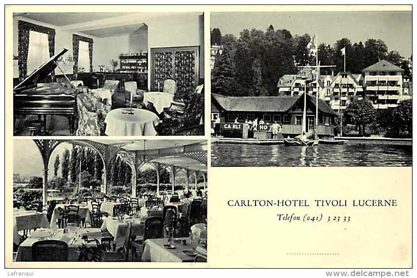 Suisse -ref C362- Carte Publicitaire 2 Petits Volets -carlton Hotel Tivoli Lucerne - Carte Pliée En 2 Bon Etat  - - Lucerne