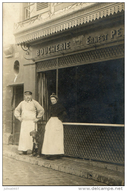 BOUCHERIE Carte Photo Devanture De Boucherie Boucher Gros Plan - Winkels