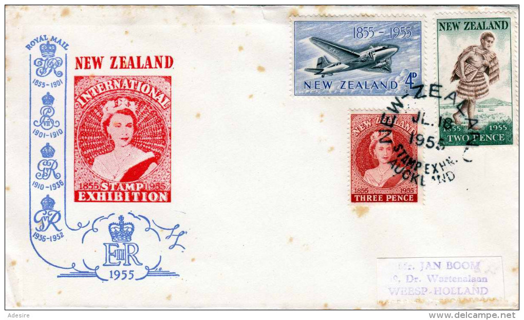 NEW ZEALAND 1955, Beautiful Rare 3 X Postage On Letters To Holland, Schöne Seltene 3 Fach Frankierung Auf Brief ... - Corréo Aéreo