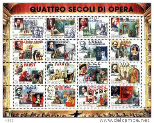 REPUBBLICA DI SAN MARINO - ANNO 1999 - QUATTRO SECOLI DI OPERA - MUSICA - NUOVI MNH ** - Nuovi