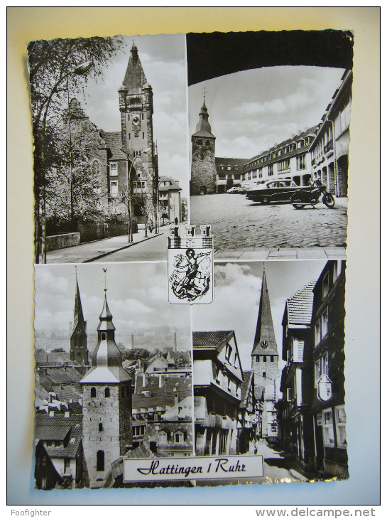 Germany: Hattingen / Ruhr - Mehrbildkarte, Alte Auto Und Motorrad - 1966 Used - Hattingen