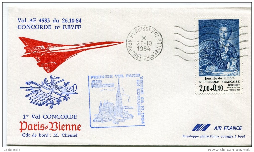 ENVELOPPE CONCORDE 1er VOL PARIS - VIENNE 26.10.84 - Concorde