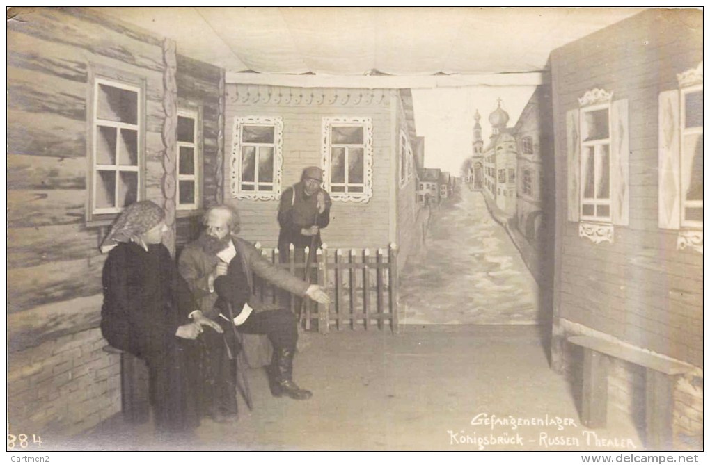 CARTE PHOTO : PRISONNIER DE GUERRE SCENE DE THEATRE KRIEGGEFANGENENSENDUNG KÖNIGSBRÜCK SACHSEN LAGER GEPRÜFT GUERRE - Oorlog 1914-18