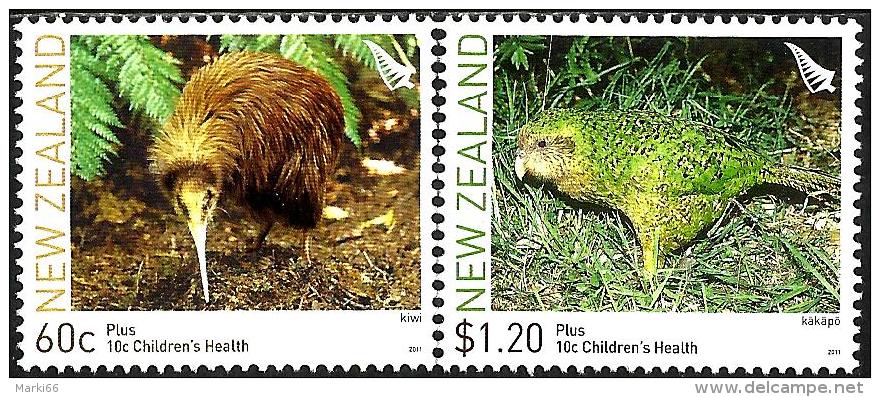 New Zealand - 2011 - Flightless Birds - Mint Stamp Set With Charity Surcharge - Nuovi