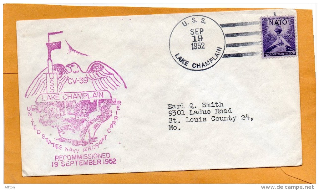 USS Lake Champlain 1952 Ship Cover - Schiffe