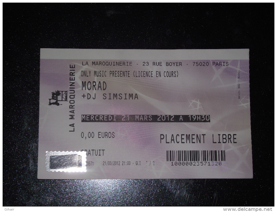 Ticket De Concert Morad + DJ Simsima - Concerttickets