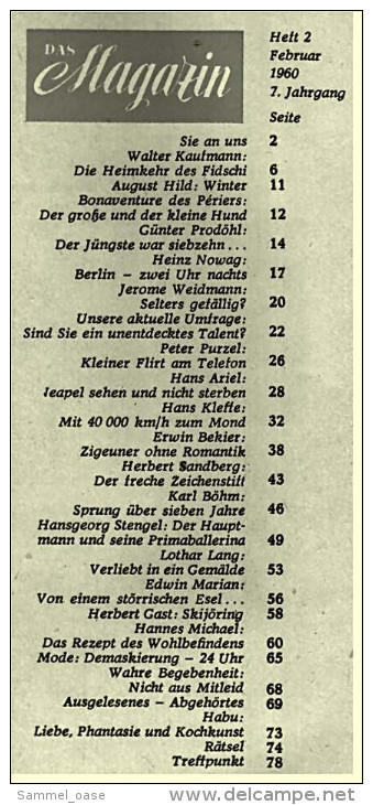 "Das Magazin" Februar 1960 ,  DDR Zeitschrift - Kultur Und Lebensart - Fashion