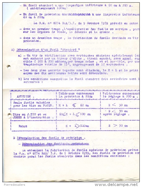 Militaria VP - Directive Concernant Le Tir Au Fusil - Instruction Technique - Arme - Juillet 1959 - Voir Extraits - Documents