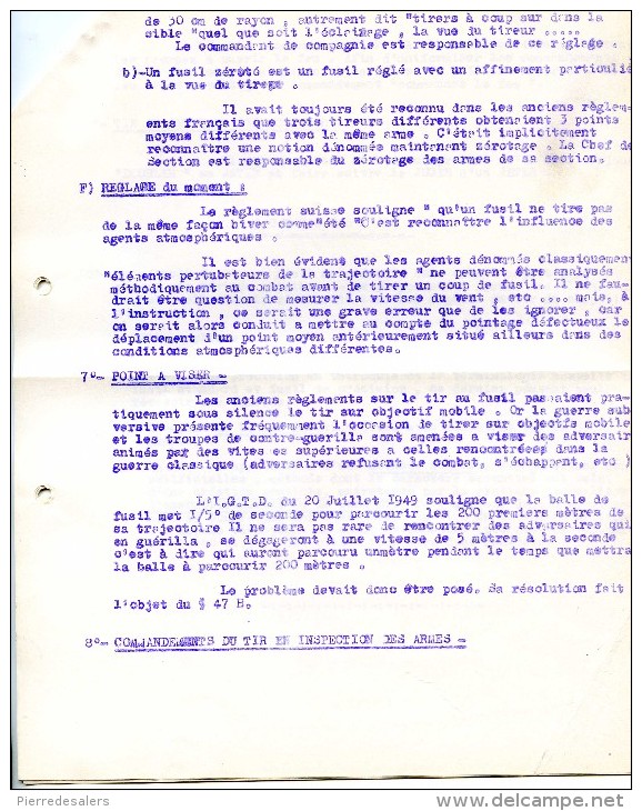 Militaria VP - Directive Concernant Le Tir Au Fusil - Instruction Technique - Arme - Juillet 1959 - Voir Extraits - Documents