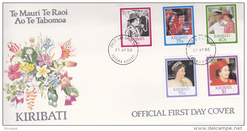 Kiribati 1986 Queen Elizabeth 60th Birthday FDC - Kiribati (1979-...)
