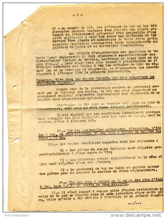 Militaria VP - Note De Service - Tirs à Obus - Explosif - Mesures Sécurité - Origine 33° RA POITIERS 1959 - Cachet Armée - Dokumente