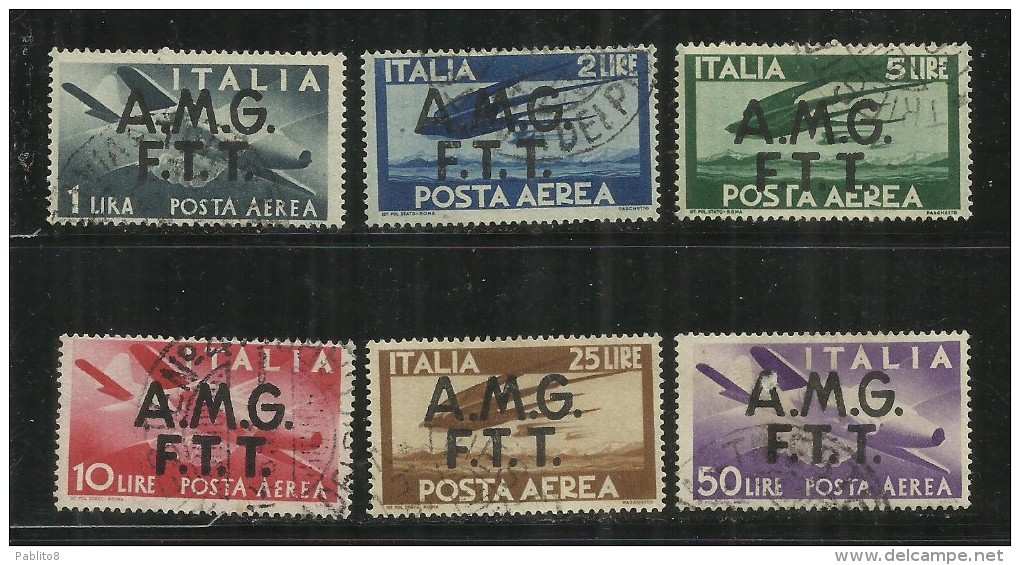 TRIESTE A 1947 AMG - FTT ITALIA ITALY OVERPRINTED DEMOCRATICA POSTA AEREA SERIE COMPLETA USATO USED OBLITERE' - Airmail