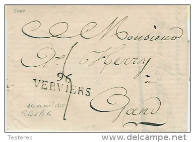 96 VERVIERS Le 10.4.1815 Vers GAND  H.20 - 1814-1815 (Gen.reg. Belgien)