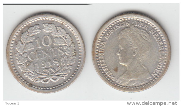 **** PAYS-BAS - NETHERLANDS - 10 CENTS 1918 WILHELMINA I - ARGENT - SILVER **** EN ACHAT IMMEDIAT - 10 Centavos