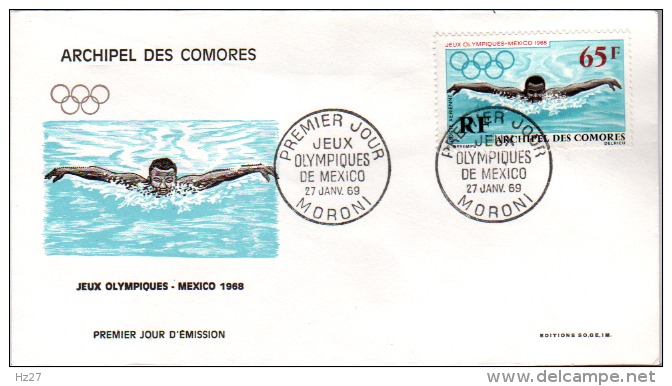 FDC Archipel Des Comores J.O Mexico 1969 - Storia Postale