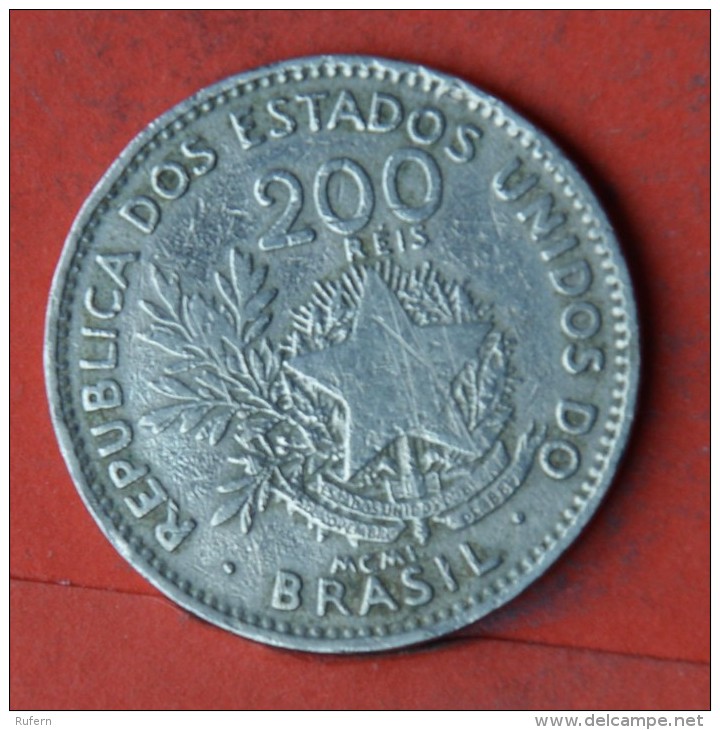 BRAZIL  200  REIS  1901   KM# 504  -    (Nº05598) - Brasilien