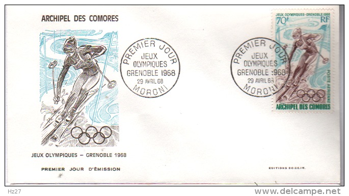 FDC Archipel Des Comores J.O Grenoble 1968 - Covers & Documents