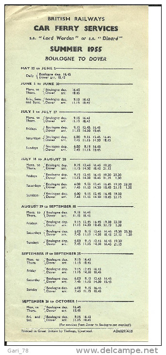 2 Lettres Entête  THE BRITISH TRAVAL AND HOLIDAYS ASSOCIATION De 1955,  Horaires CAR FERRY  Et Documents Divers - Sport En Toerisme